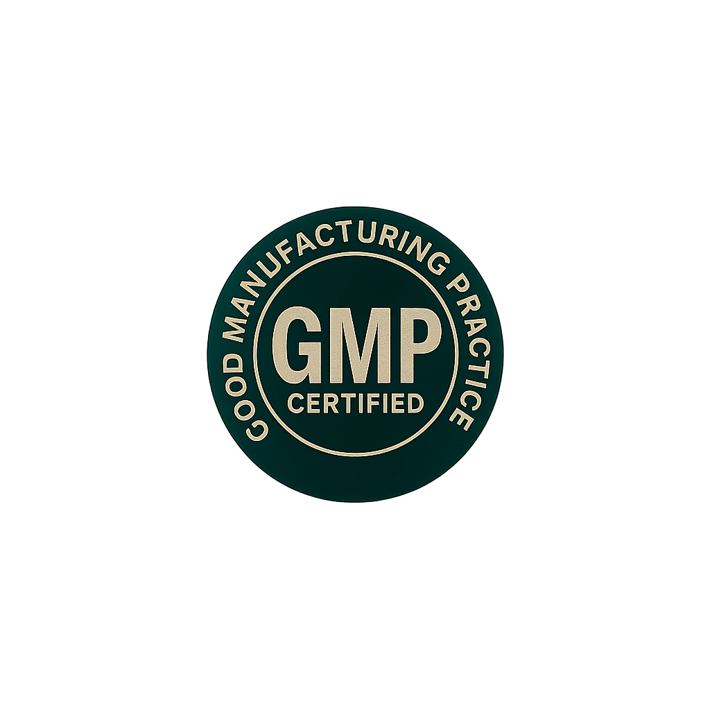 GMP certification on a transparent background